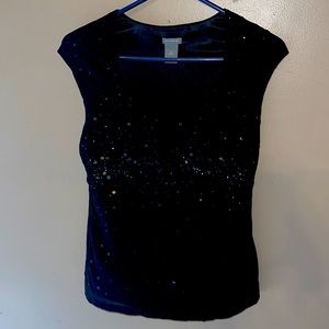 Ann Taylor Black Sequin Sleeveless Blouse, size M